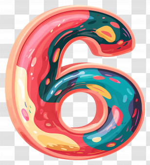 Number 6 - Colorful Abstract Number 6 Transparent PNG
