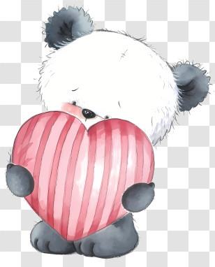Bear - Cute Panda Holding Heart Transparent PNG