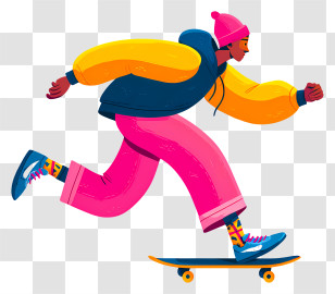 Colorful Skateboarder In Motion - Skateboarder Riding In Motion Transparent PNG
