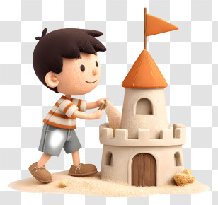 Boy Making Sand Castle - Boy Creating A Sandcastle Transparent PNG