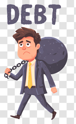 Businessman With Tax Burden - Man In Debt Illustration Transparent PNG