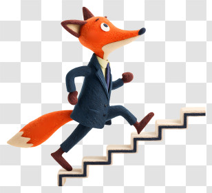 Fox Climbing Stairs - Fox Climbing Stairs In Suit Transparent PNG