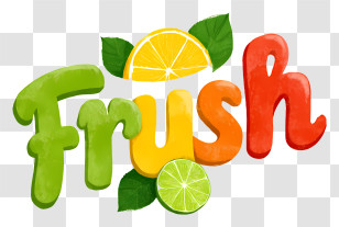 Frush Logo - Fresh Fruit Lettering Illustration Transparent PNG