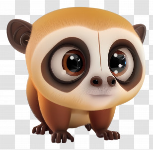 Slow Loris Cartoon - Cute Cartoon Animal With Big Eyes Transparent PNG