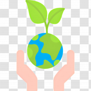 Sustainability - Planet With Plant Sprout And Hands Illustration Transparent PNG