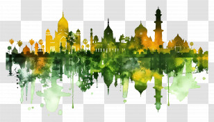 Guwahati City Skyline - Colorful Skyline Silhouette With Reflection Transparent PNG