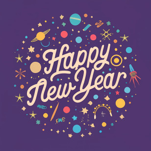 Happy New Year - Happy New Year Theme With Colorful Decorations Transparent PNG