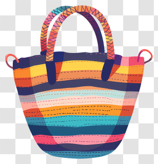 Beach Bag - Colorful Striped Bag Illustration Transparent PNG