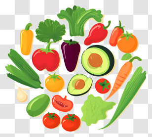 Fresh Vegetables - Assorted Fresh Vegetables In A Vibrant Illustration Transparent PNG