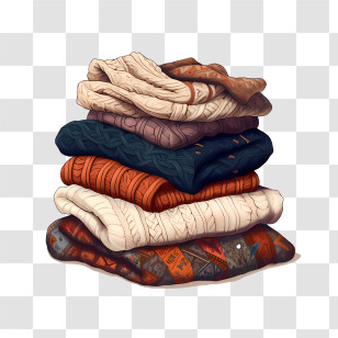 Stack Of Clothes
 - Stacked Cozy Knit Sweaters For Winter Transparent PNG