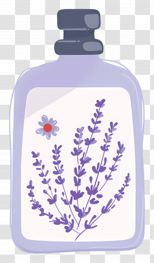 Lavender Shampoo - Lavender Bottle With Floral Design Transparent PNG