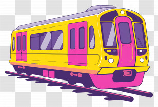 Train - Yellow And Pink Cartoon Train Illustration Transparent PNG
