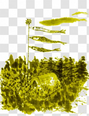 Ink Wash Painting Japanese Drawing Illustration - Energy - Fish Flag Transparent PNG