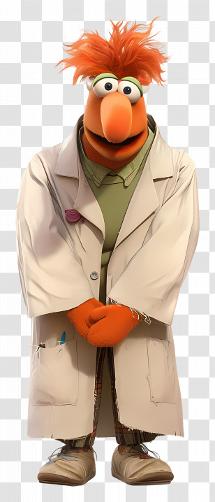 Beaker - Cartoon Scientist Character In Lab Coat Transparent PNG