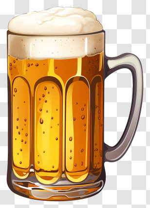 Beer - Beer Mug With Froth Illustration Transparent PNG