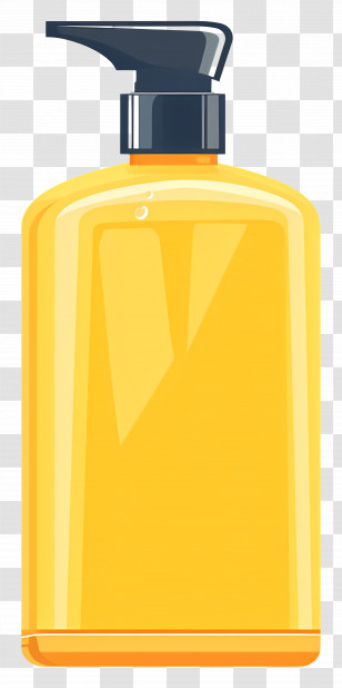 Shampoo Bottle - Yellow Skincare Bottle With Pump Dispenser Transparent PNG