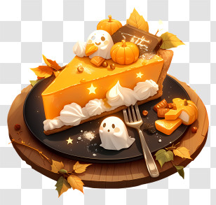 Ghost Pumpkin Pie - Festive Pumpkin Pie Slice Transparent PNG