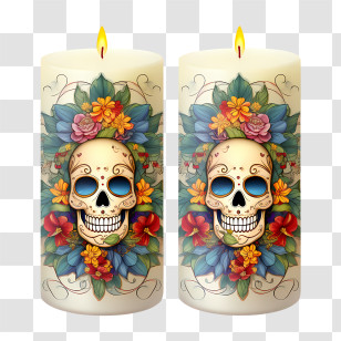 Candles
 - Decorative Skull Candles For Day Of The Dead Celebration Transparent PNG