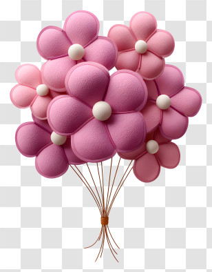 Fabric Texture Flower - Pink Flower Balloons Transparent PNG