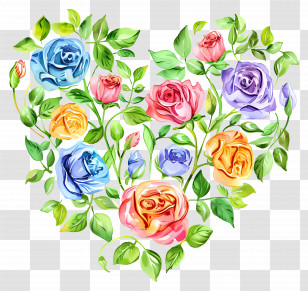 Heart Flower - Heart Shaped Watercolor Floral Art Transparent PNG