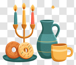 Happy Hanukkah - Candles And Snacks Transparent PNG