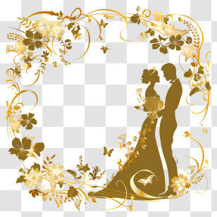 Wedding Frame - Golden Wedding Silhouette Transparent PNG