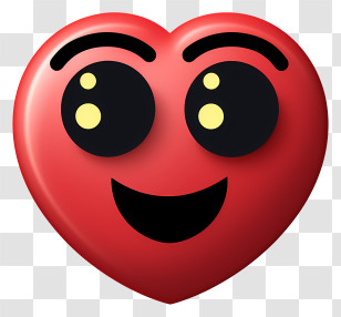 Flat Emoji With Heart Eyes - Smiling Red Heart Emoji Transparent PNG