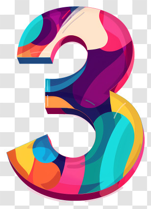 Number 3 - Colorful Number 3 Design Transparent PNG