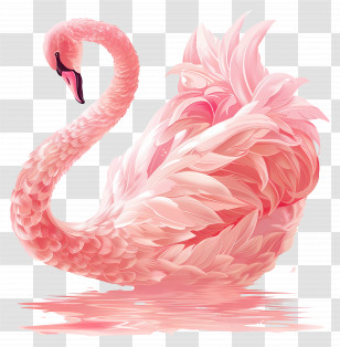 Pink Swan - Pink Swan Floating On Water Transparent PNG