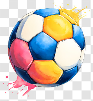 Watercolor Football - Colorful Soccer Ball Illustration Transparent PNG