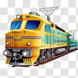 Railway Train
 - Yellow And Green Train Illustration Transparent PNG