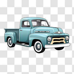 Vintage Truck - Vintage Blue Pickup Truck Illustration Transparent PNG