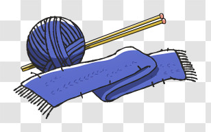 Icon - Blue Yarn And Knitting Needles With Scarf Transparent PNG