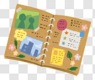 Icon - Colorful Scrapbook With Photos And Decorations Transparent PNG