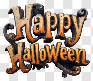 Happy Halloween Word - Ornate Happy Halloween Text Transparent PNG