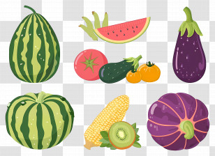 Food Background - Colorful Assortment Of Fruits And Vegetables Transparent PNG