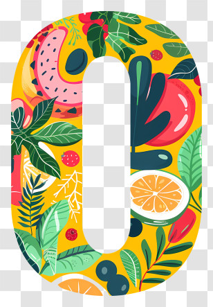 Number 0 - Number 0 With Fruits And Vegetables Transparent PNG