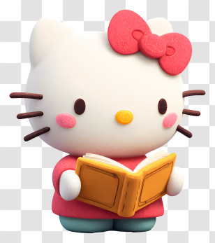 Hello Kitty Reading Book - Cartoon Cat With Book Transparent PNG