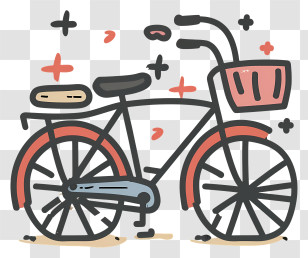 Cartoon Bicycle - Cartoon Bicycle With Basket Transparent PNG