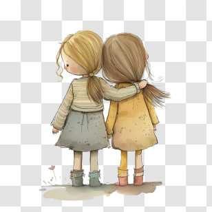 International Friendship Day
 - Two Girls Hugging Illustration Transparent PNG