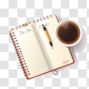 Dear Diary Day - Notebook And Coffee On Desk Transparent PNG