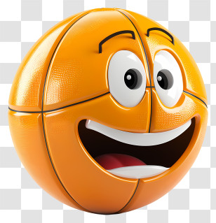 3d Cartoon Ball - Basketball Cartoon With Happy Face Transparent PNG