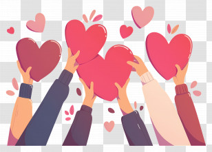 World Kindness Day - Hands Holding Red Hearts Illustration Transparent PNG
