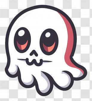 Cartoon Ghost - Cute Ghost With Red Shadow Illustration Transparent PNG