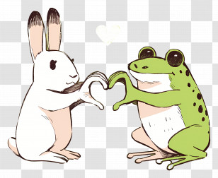 Rabbit - Rabbit And Frog Forming A Heart In Cartoon Style Transparent PNG