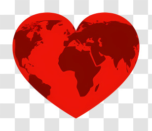 Art - Heart With World Map Illustration Transparent PNG