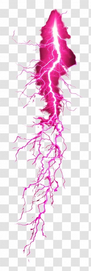 Pink Lightning - Long Pink Electric Lightning Bolt Transparent PNG