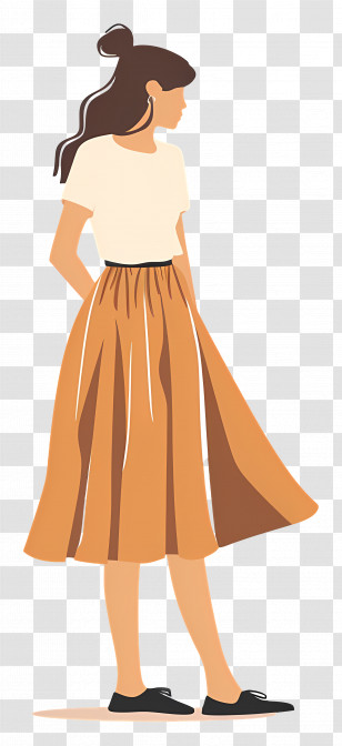 Woman In Skirt - Stylish Woman In Orange Skirt Transparent PNG
