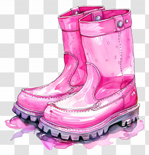 Pink Rubber Boot - Pink Waterproof Rain Boots For Stylish Weather Transparent PNG