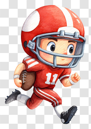 American Football Running Back - Cartoon Football Player In Red Uniform Transparent PNG
